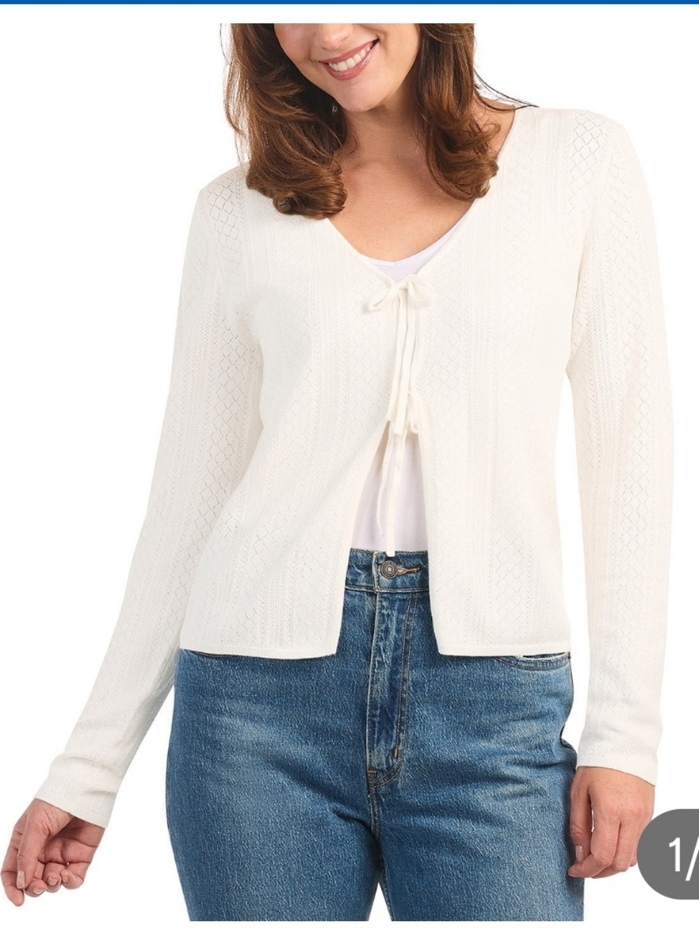 (6) Hilary Radley Women's  Tie-Front Knit Sweater Cardigan